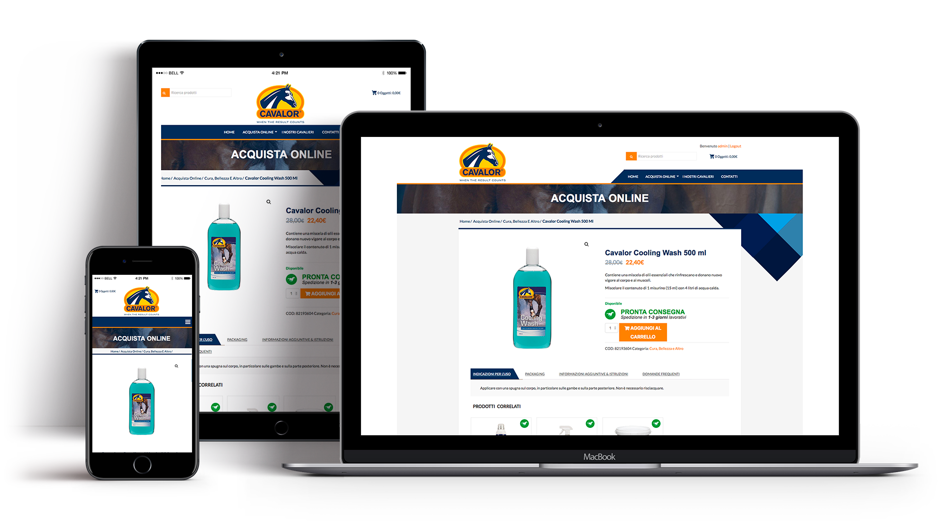 Horses products website responsive design